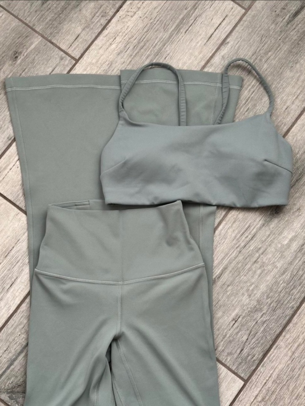 Lululemon Crater Blue Align Mini Flare Leggings and Bra